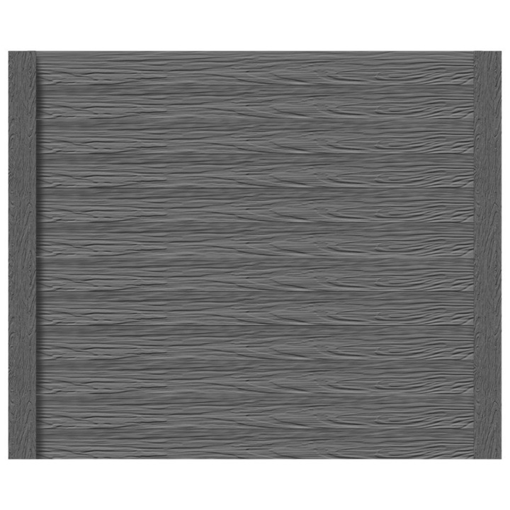 Set matrita gard, panou intreg, 6 matrite + 2 stalpi, model Lemn M14, plastic ABS, negru