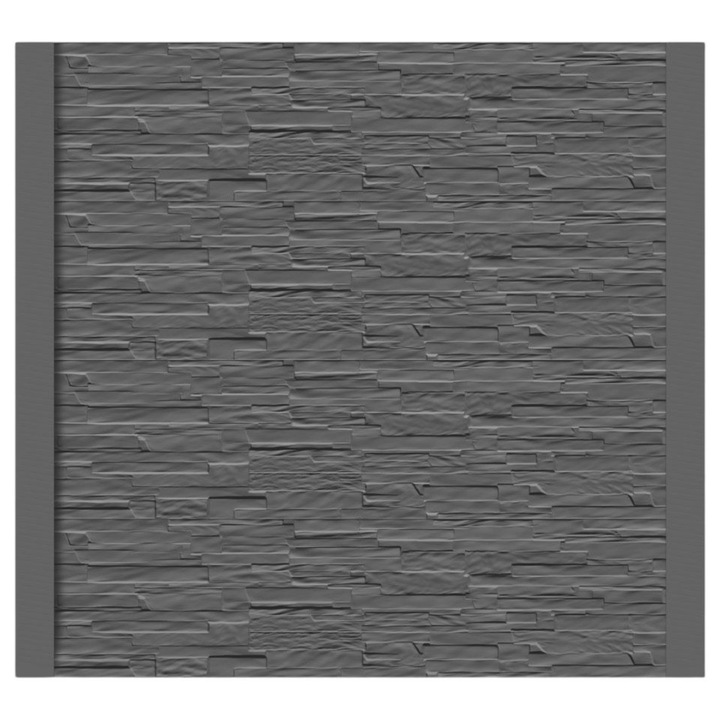 Set matrita gard, panou intreg, 4 matrite mijloc si 2 stalpi, model LIS Slovacia, plastic ABS, negru