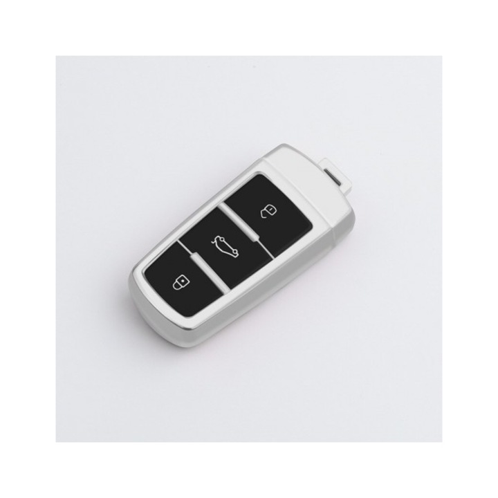 Husa Cheie Smartkey Volkswagen cu 3 Butoane, Gri TPU+PC, Compatibila cu Volkswagen Passat CC/B6 si B7