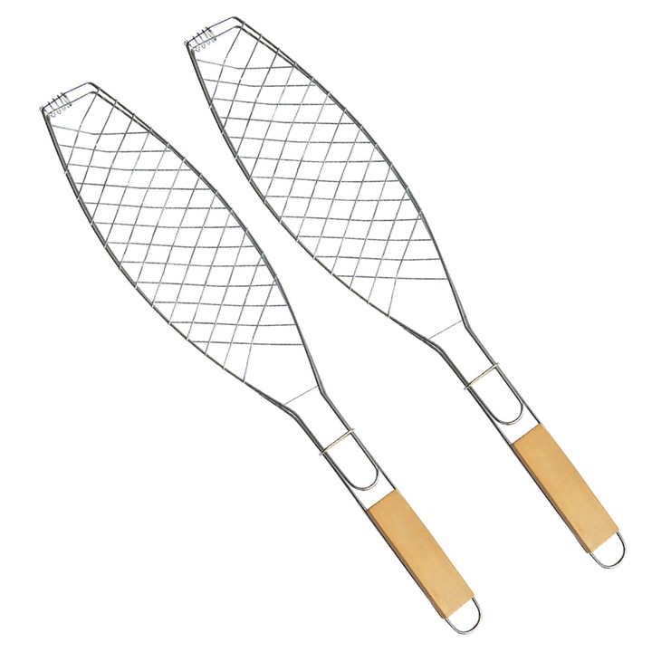 Set 2 clesti de gratar pentru peste, longziming, maner pliabil