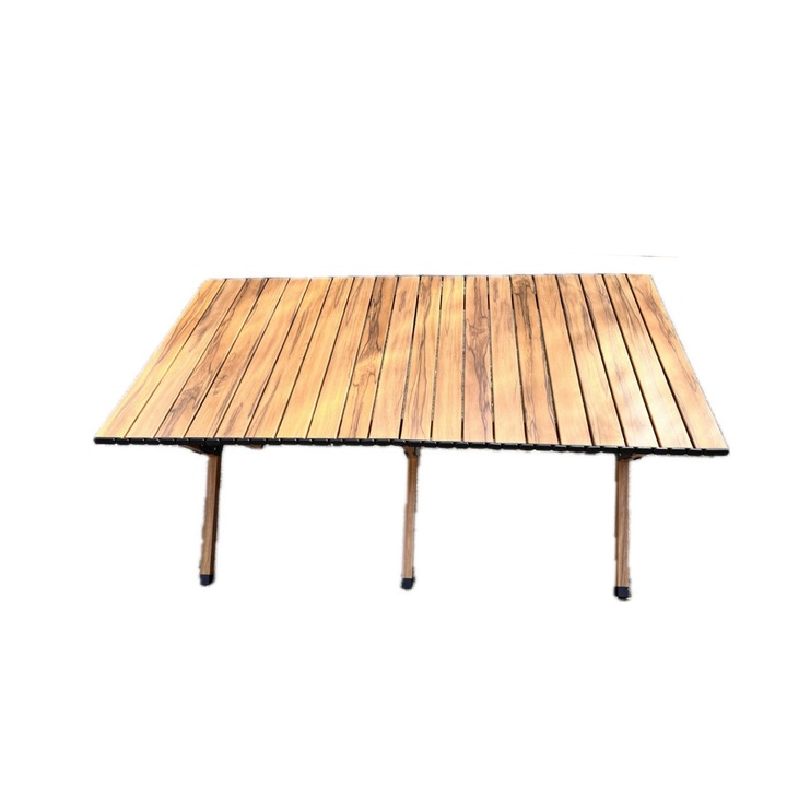 Masa pliabila, aluminiu, maro deschis, 116x59x44 cm