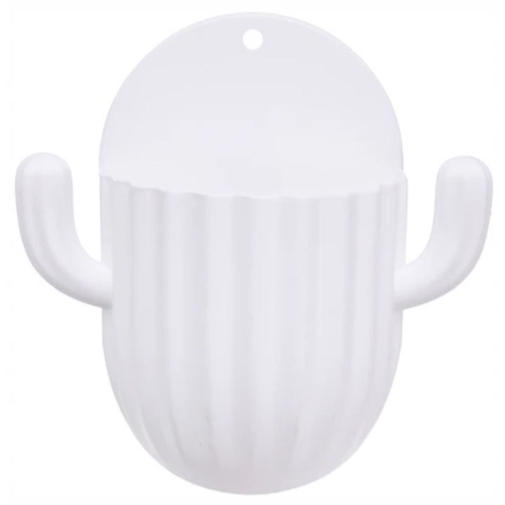 Suport de baie autoadeziv pentru periute, plastic, 14.5 x 14 cm, alb