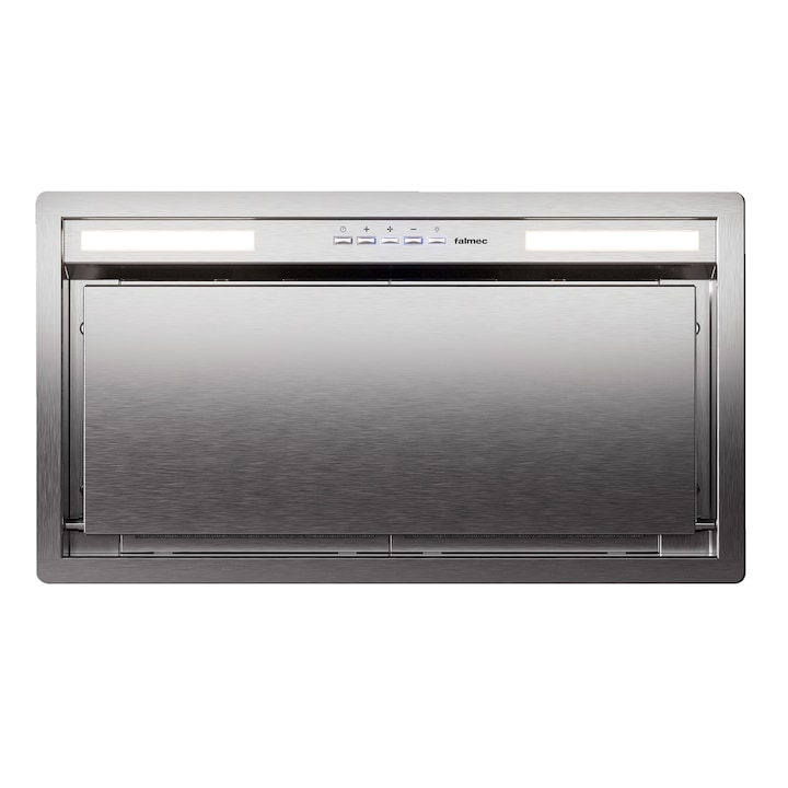 Hota incorporabila decorativa Falmec INCPLUS50STEEL, Putere de absorbtie 800 mc/h, Sistem de comunicare wireless intre plita si hota, Aspiratie perimetrala, Iluminare LED, 50 cm, Inox