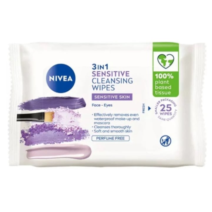 Servetele demachiante, Nivea, Ten uscat si sensibil, 25 bucati