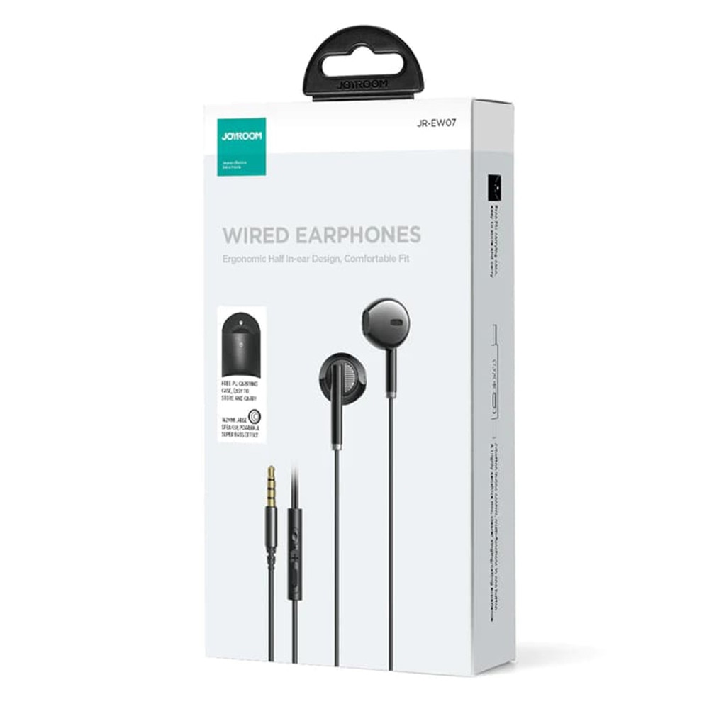 Casti cu Fir cu Microfon Jack 3.5mm, Haf-In-Ear - JoyRoom (JR-EW07) - Negru