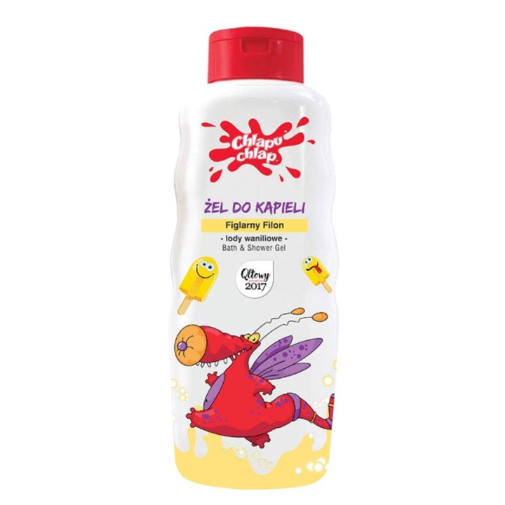 Gel de dus pentru copii Chlapu Chlap, aroma de inghetata vanilie, 710ml