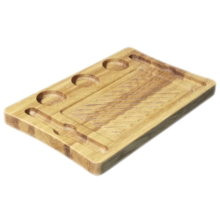 Platou din lemn P02, stejar natural, 330 x 220 x 28 mm, pentru friptura