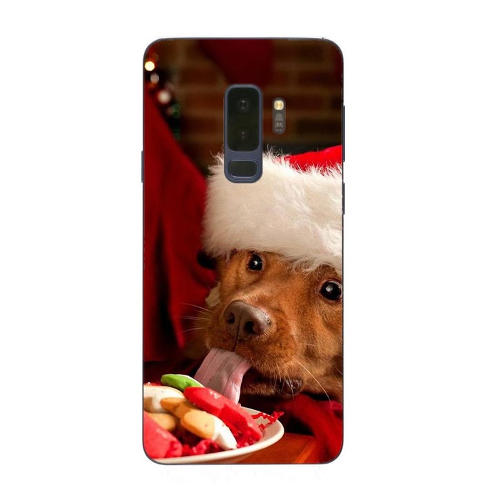 Husa compatibila cu Samsung Galaxy S9 Plus Silicon Gel Tpu Model Craciun Dog Eating Cookies