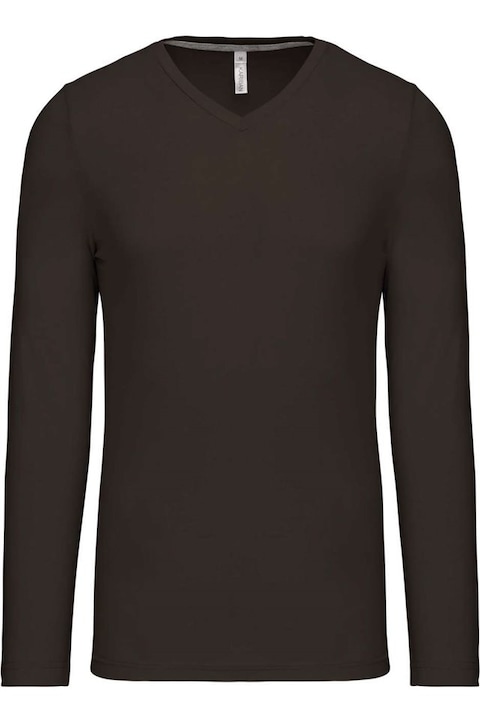 Мъжка блуза с V-образно деколте - KA358, Тъмно каки