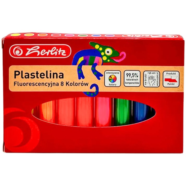 Пластилин Herlitz, 8 неонови цвята