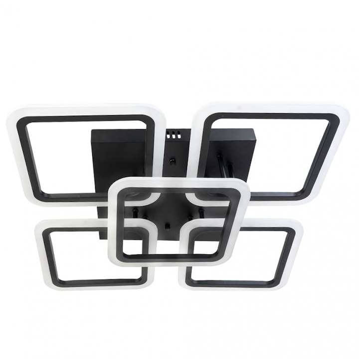 Candelabru LED, Lightex, MENSA, 84 W, 3000K+4000K+6500K, 7560 lm, 220 V, Reglabil, Telecomanda, 560 x 560 mm, Negru