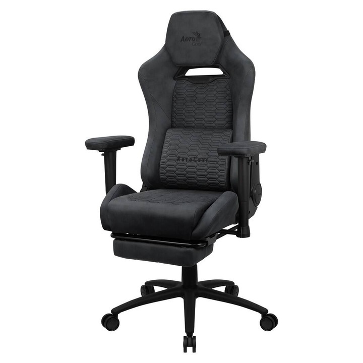Scaun Gaming Aerocool ROYALSLATEGR Premium Ergonomic Legrests Aerosuede Technology Gri