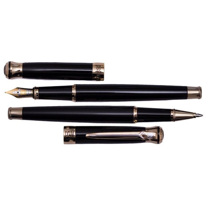 Set Picasso, format din pix si stilou, placata cu aur de22K, culoare neagra