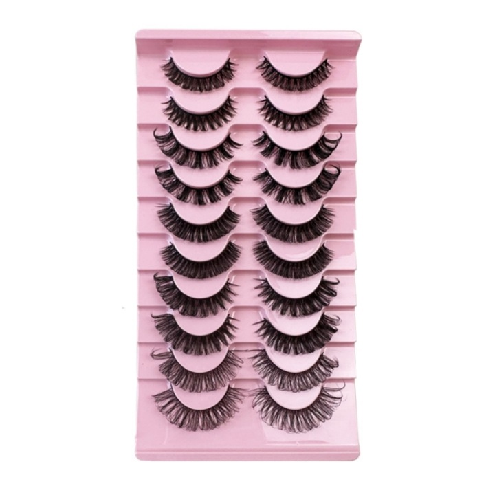 Set 10 perechi gene false, enkourakoko®, 3D tip banda din par de nurca stil mixt, Negru