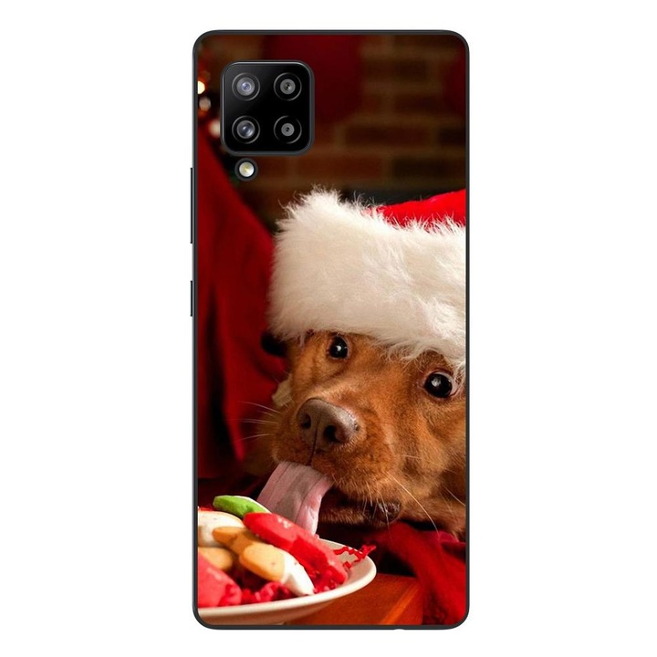 Husa compatibila cu Samsung Galaxy A42 5G Silicon Gel Tpu Model Craciun Dog Eating Cookies