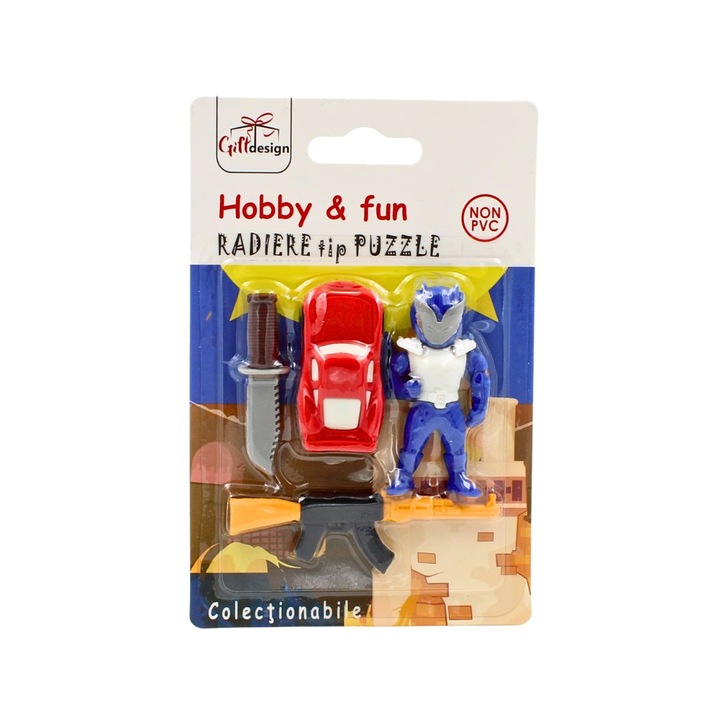 Set 4 radiere colectionabile Hobby Fun robot