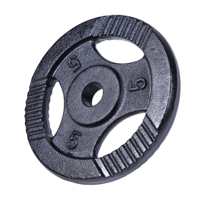 Disc din fonta, cu manere, negru, 5 kg 30/31 mm, Gorilla Sports