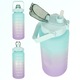Sticla portabila de apa LikeSmart Fresh Water, Pai incorporat, Ergonomica, Gradata, Maner practic, Deschidere larga, 2L, Multicolor