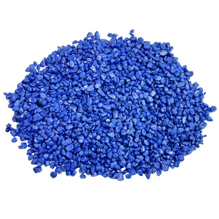 Pietris decorativ albastru inchis pentru acvariu granulatie 8-16 mm punga 1 kg