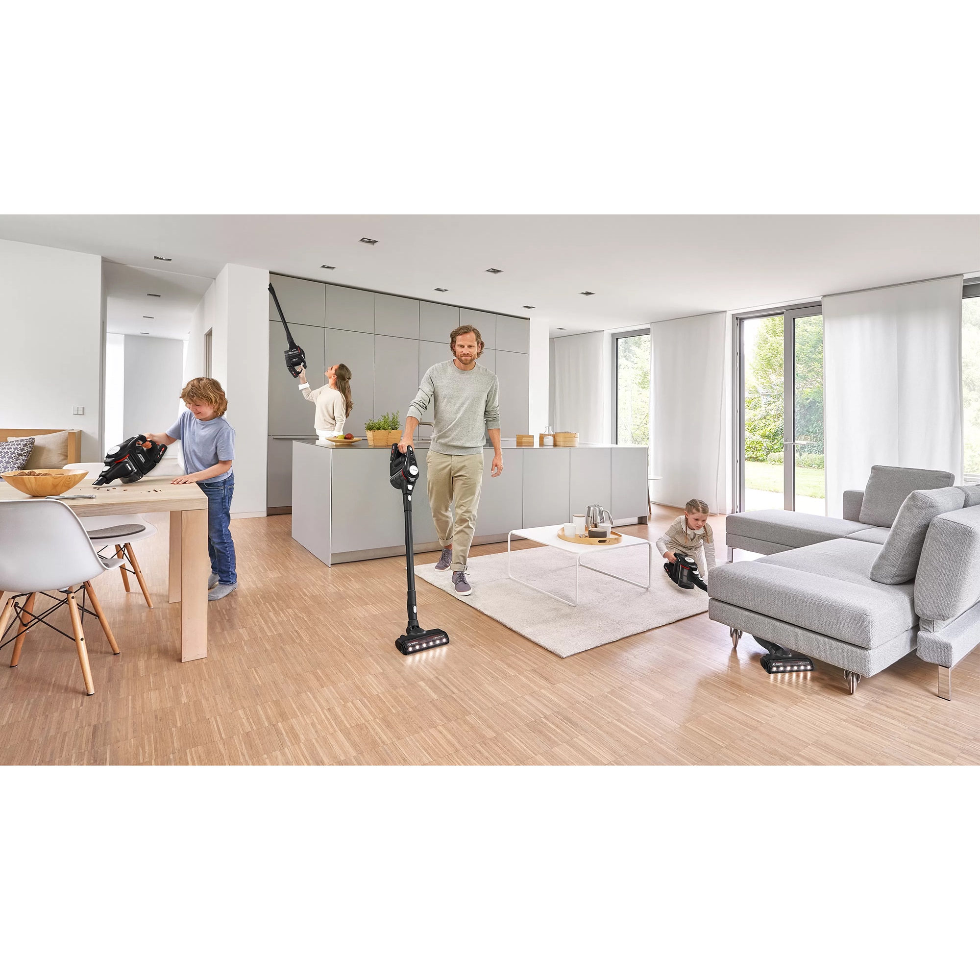 Aspirator vertical fara fir Bosch BCS8214BL Unlimited S8, autonomie 65min, lumini LED, capacitate de colectare 0.4 l, negru