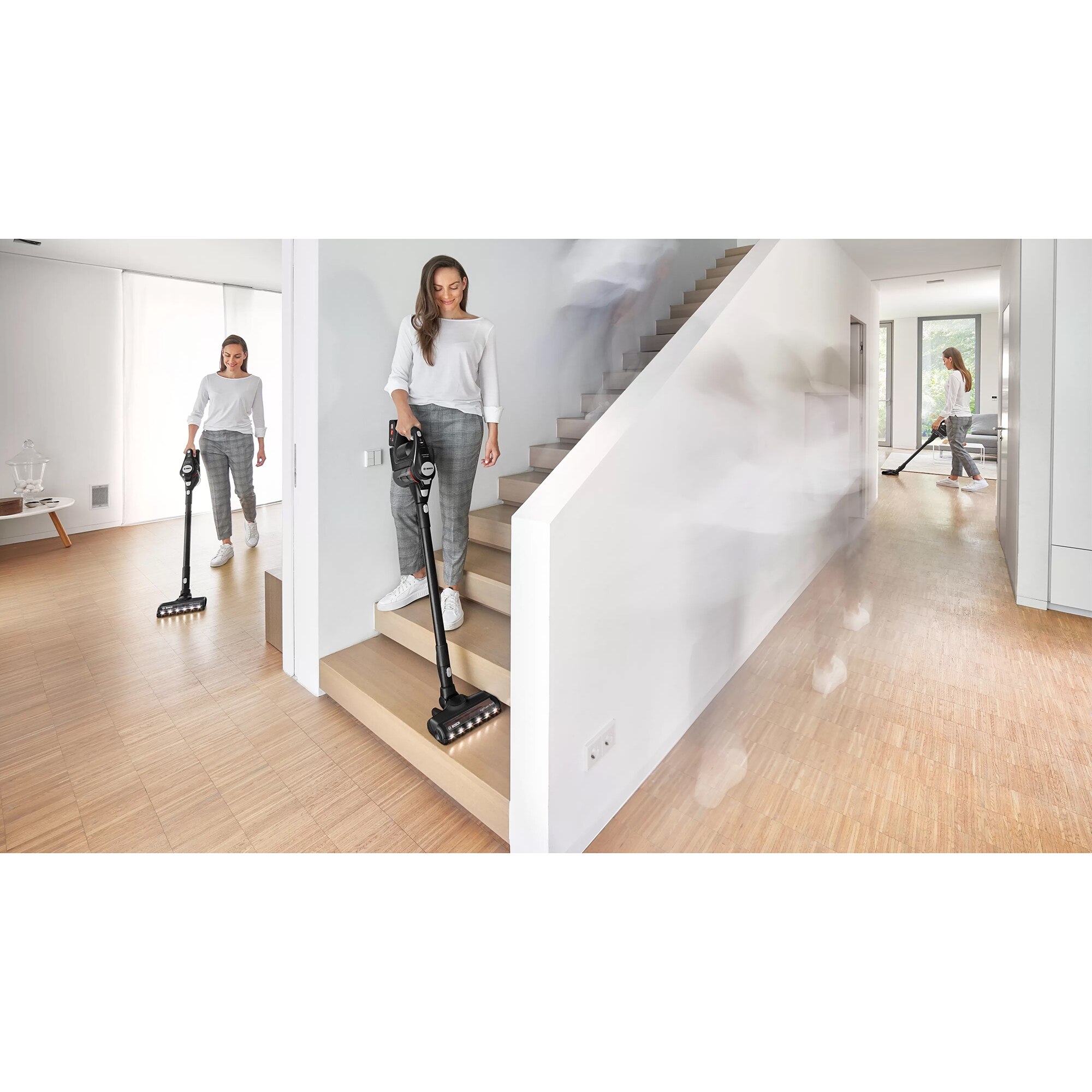 Aspirator vertical fara fir Bosch BCS8214BL Unlimited S8, autonomie 65min, lumini LED, capacitate de colectare 0.4 l, negru