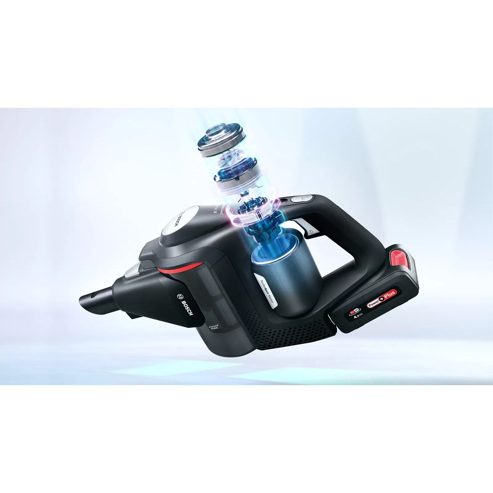 Aspirator vertical fara fir Bosch BCS8214BL Unlimited S8, autonomie 65min, lumini LED, capacitate de colectare 0.4 l, negru