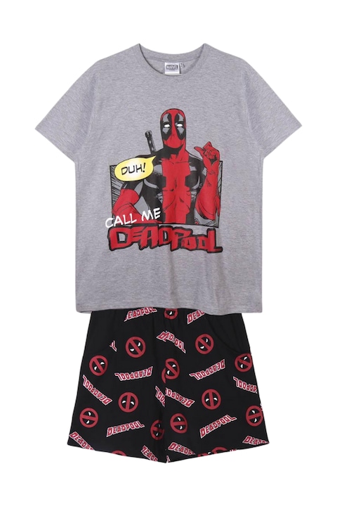 Ferfi pizsama rovid ujjal, pamut, tobbszinu, Deadpool, Marvel, Többszínű
