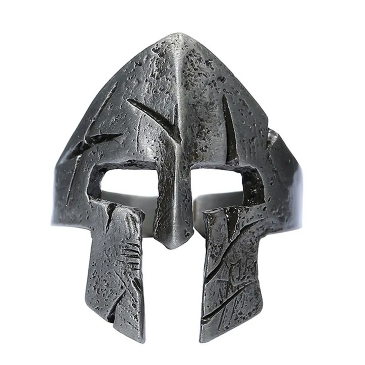Gyűrű spártai sisakkal, történelmi modell, bátor harcos téma, univerzális méret, állítható, unisex, ezüst, EFAYN