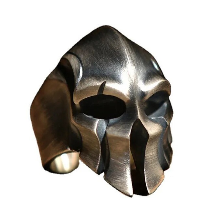 Inel punk, model assassin, tematica scarface warrior, marime universala, reglabil, unisex, argintiu, EFAYN