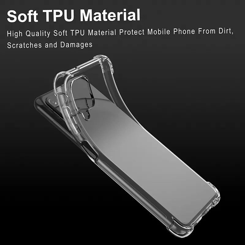 Husa protectie Mat-Tech compatibila cu Samsung Galaxy A12, Colturi anti-soc, Decupaje Precise, Rezistenta la impact, Margini ridicate pentru protectia ecranului, Transparenta