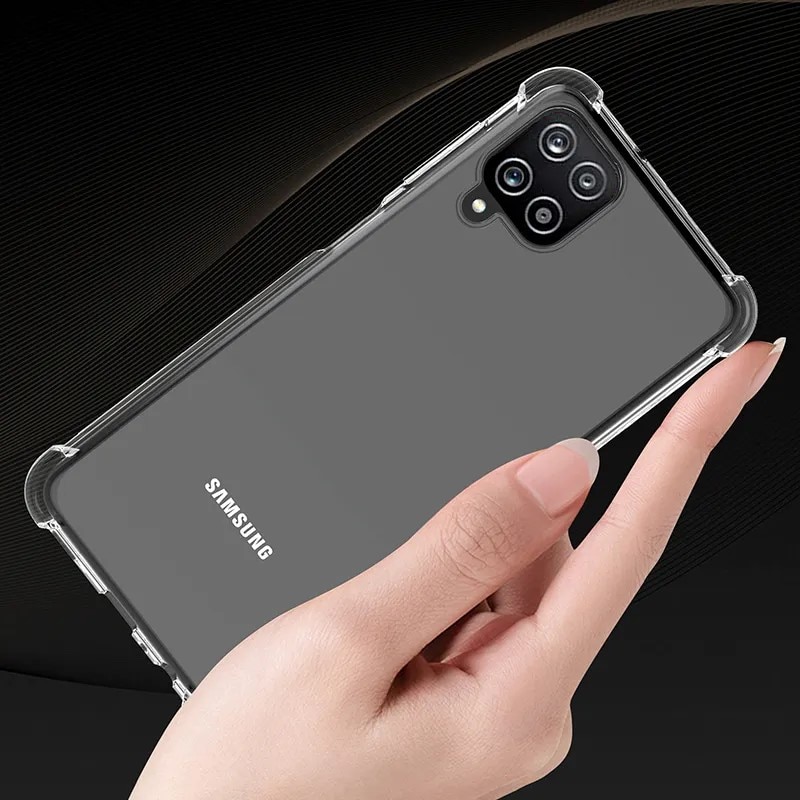 Husa protectie Mat-Tech compatibila cu Samsung Galaxy A12, Colturi anti-soc, Decupaje Precise, Rezistenta la impact, Margini ridicate pentru protectia ecranului, Transparenta
