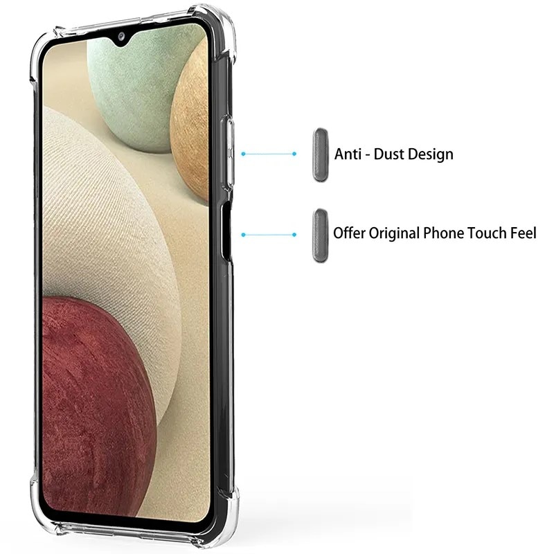 Husa protectie Mat-Tech compatibila cu Samsung Galaxy A12, Colturi anti-soc, Decupaje Precise, Rezistenta la impact, Margini ridicate pentru protectia ecranului, Transparenta