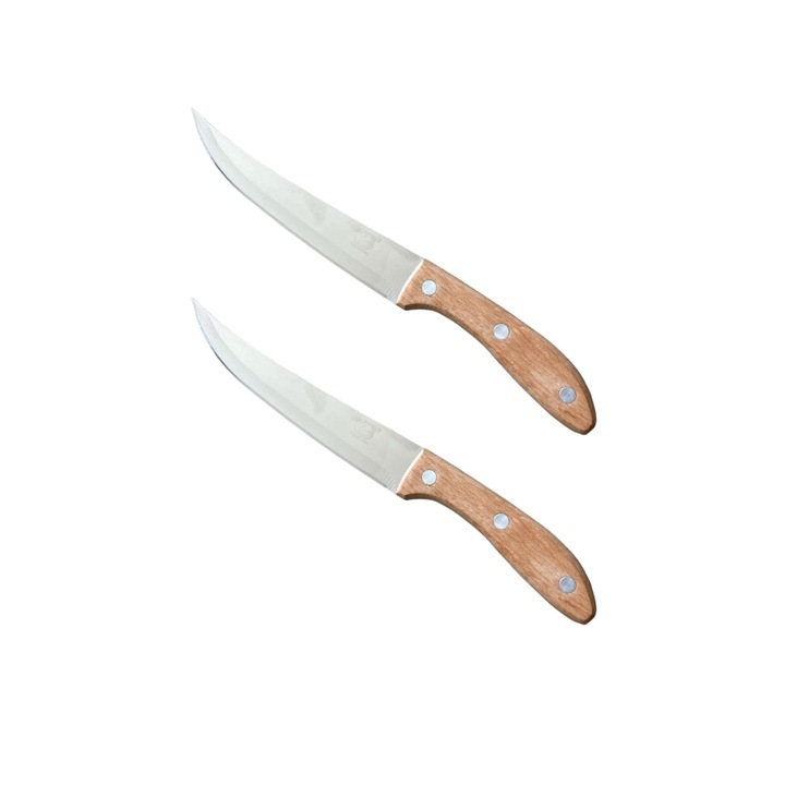 Set 2 cutite lama 16cm, curbata, maner lemn, SM6004, AVI-3375