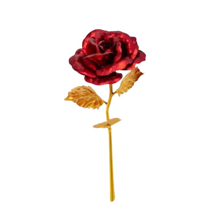 Trandafir THK suflat cu aur 24K, cutie eleganta, Rosu