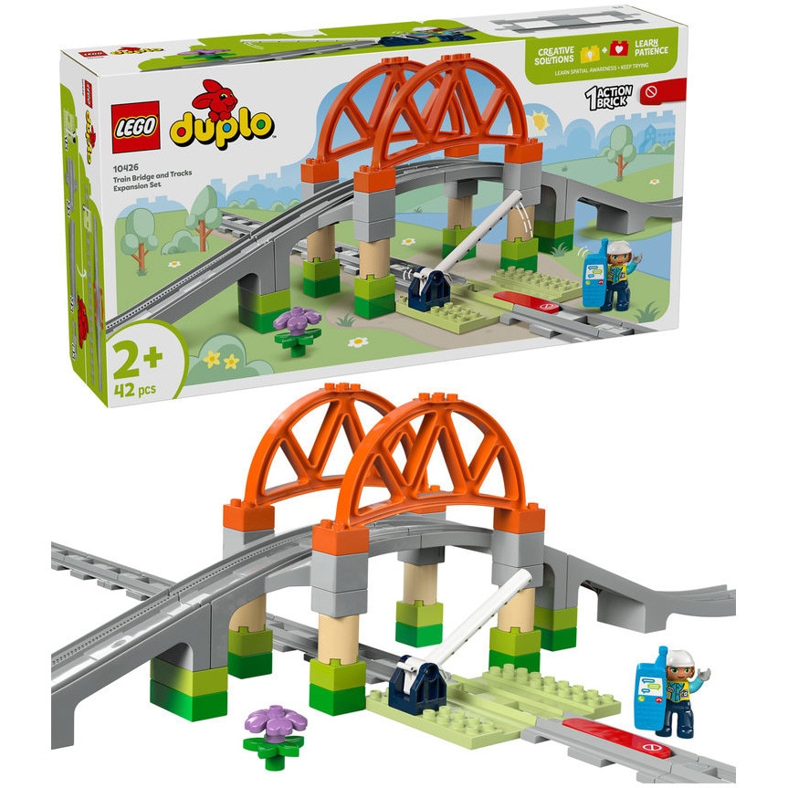LEGO® DUPLO - Set de extindere Pod si sine de cale ferata 10426, 42 piese