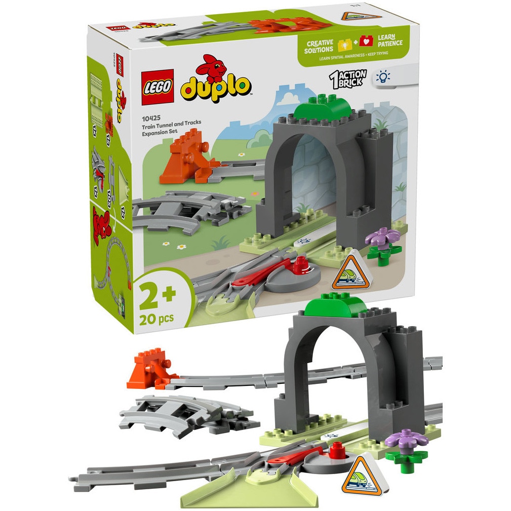 LEGO® DUPLO - Set de extindere Tunel si sine de cale ferata 10425, 20 piese