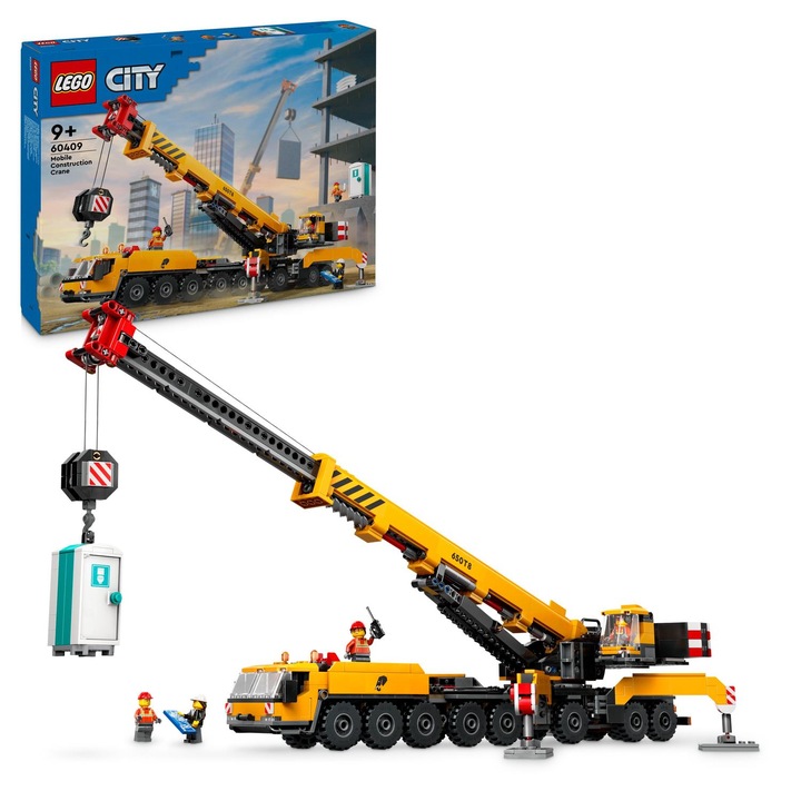LEGO® City - Мобилен жълт строителен кран 60409, 1116 части