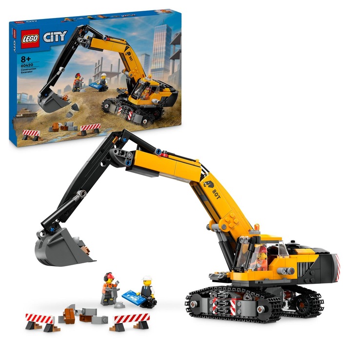 LEGO® City - Жълт строителен багер 60420, 633 части