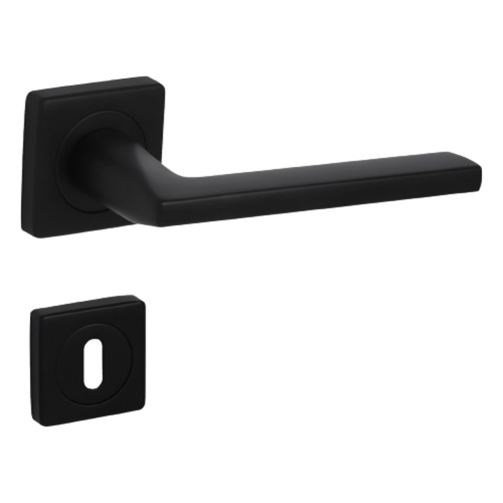 Maner usa interior ROXANE Q702 negru mat cu rozeta de cheie