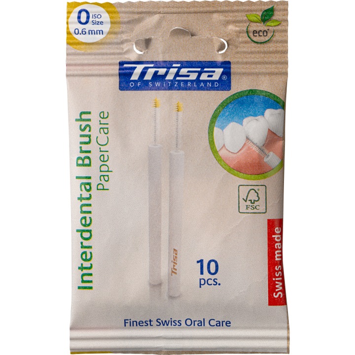 Periuta de dinti manuala Trisa Interdental Brush Paper Care ECO ISO 0 0.6 mm (10 buc./pachet) 600099 Nude
