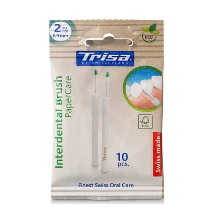 Periuta de dinti manuala Trisa Interdental Brush Paper Care ECO ISO 2 0.9 mm (10 buc./pachet) 600106 Nude