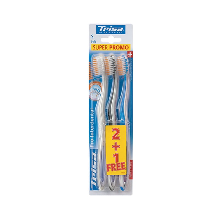 Periute de dinti manuale Trisa Pro Interdental Trio Soft 682691 Multicolor