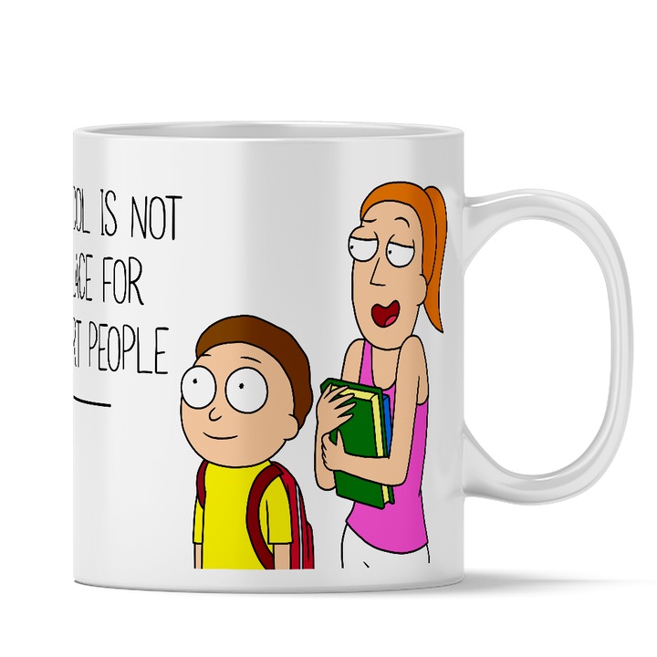 Cana clasica alba 330ml, model Rick and Morty 014