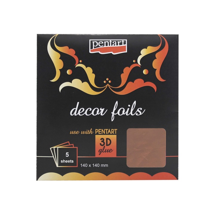 Folie decorativa bronz, Pentacolor, 14 x 14 cm, 5 bucati