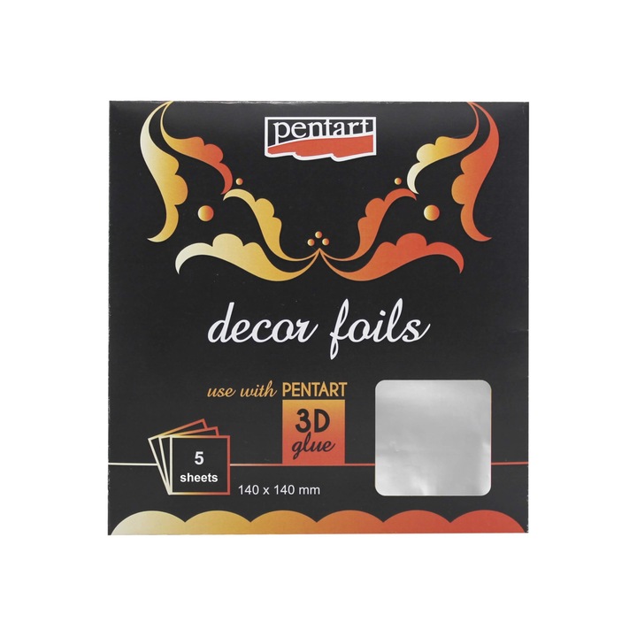 Folie decorativa argintie 14 x 14 cm, 5 buc/pachet