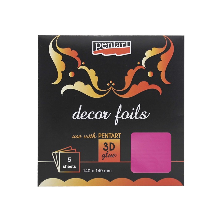 Set Folie decorativa magenta, Pentacolor, 14 x 14 cm, 5 buc/pachet