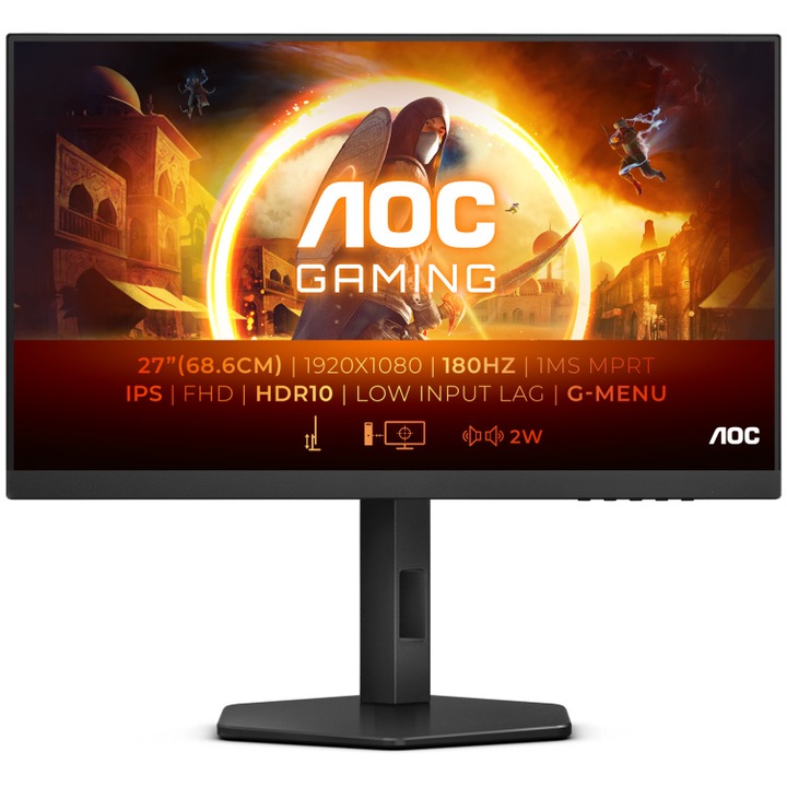 Monitor Gaming LED AOC 24G4X, 24", Full HD, 1ms GTG, Anti-glare, Pivot, Black