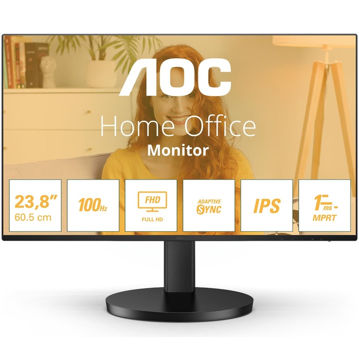 Monitor LED AOC 24B3HA2, 24",Full HD,1 ms, 100 Hz, Adaptive Sync