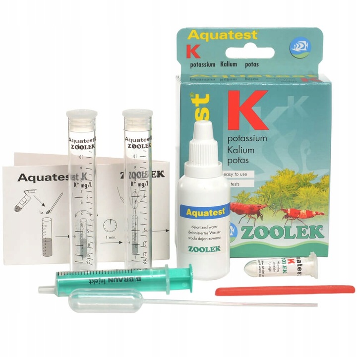 Set 25 teste potasiu pentru acvarii cu apa dulce Aqua-Test K, Zoolek, 3-125 mg/l, multicolor