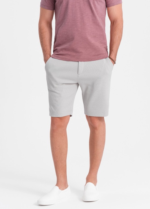 Férfi rövidnadrág OMBRE OM-SRSK-0126, Sportos, Zsebekkel, Világosszürke